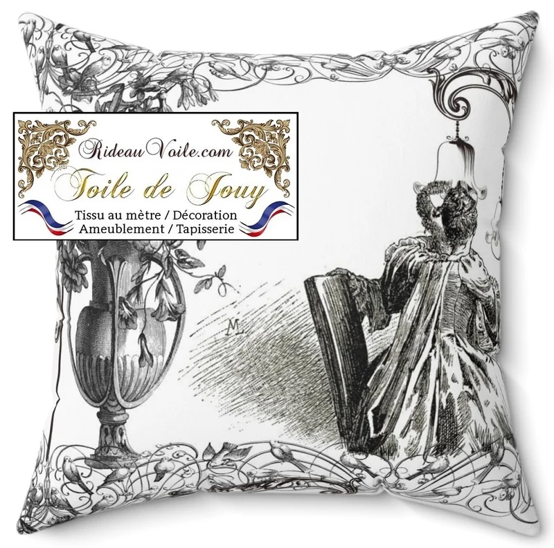Éditeur textile d'ameublement tissu ancien toile de Jouy vintage mètre rideau