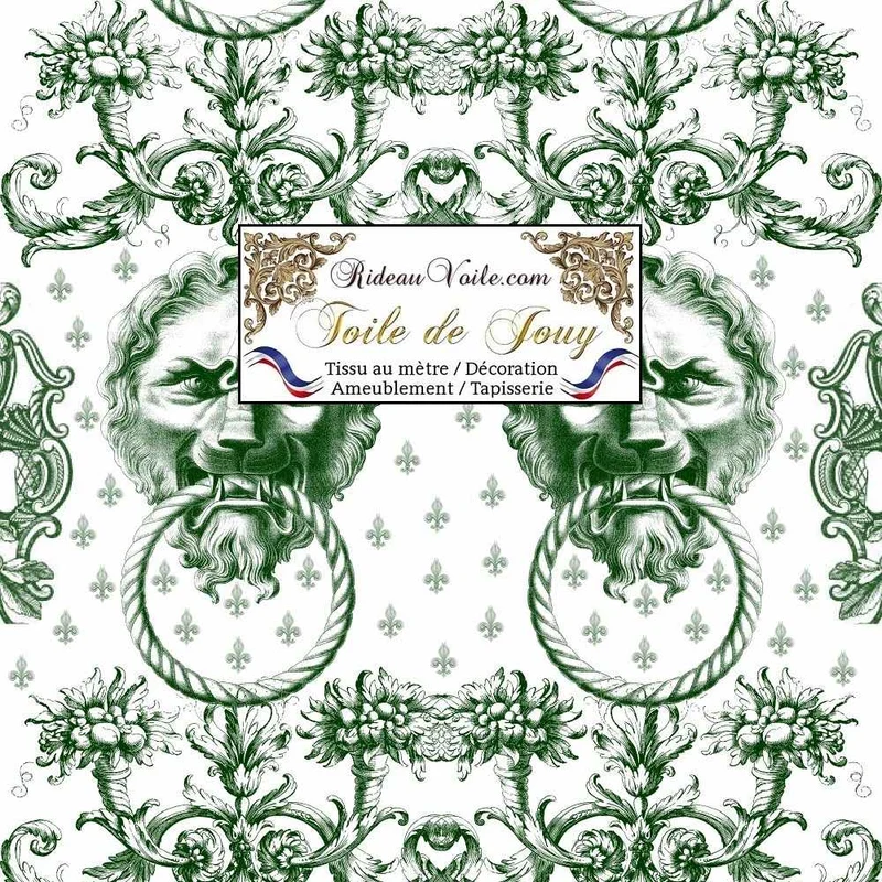 Tissu ameublement Rouleau Tissu Grande Largeur Toile de Jouy vert mètre