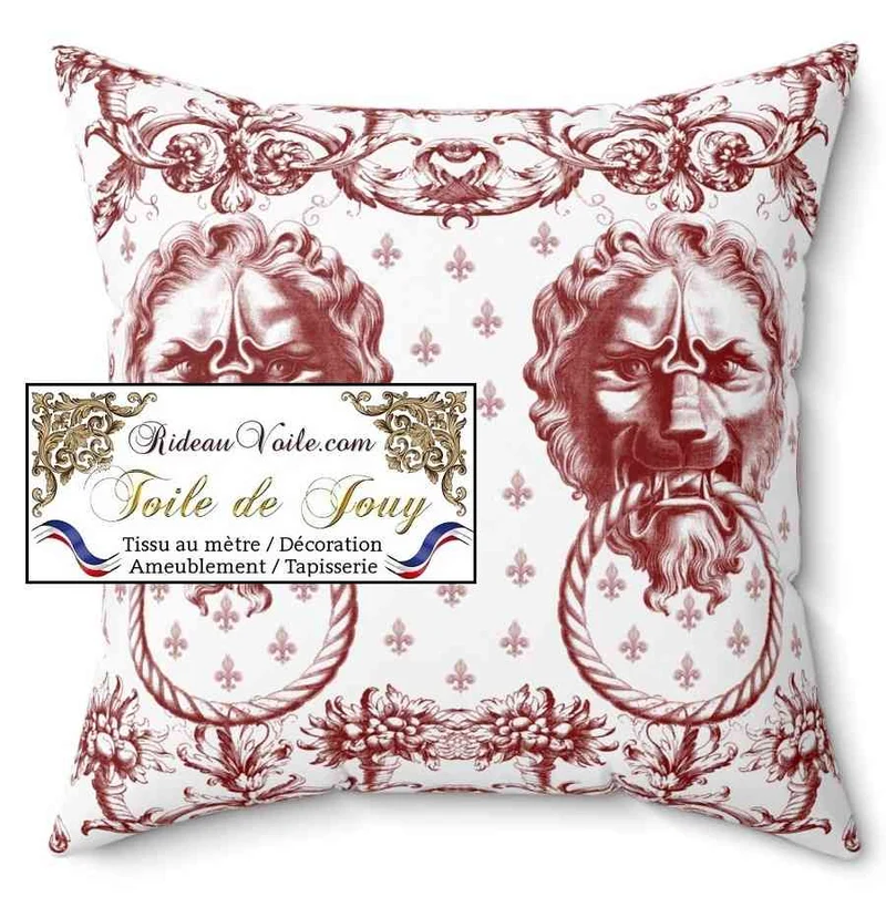 Boutique leader textile d'ameublement luxe tissu toile de Jouy rouge mètre rideau