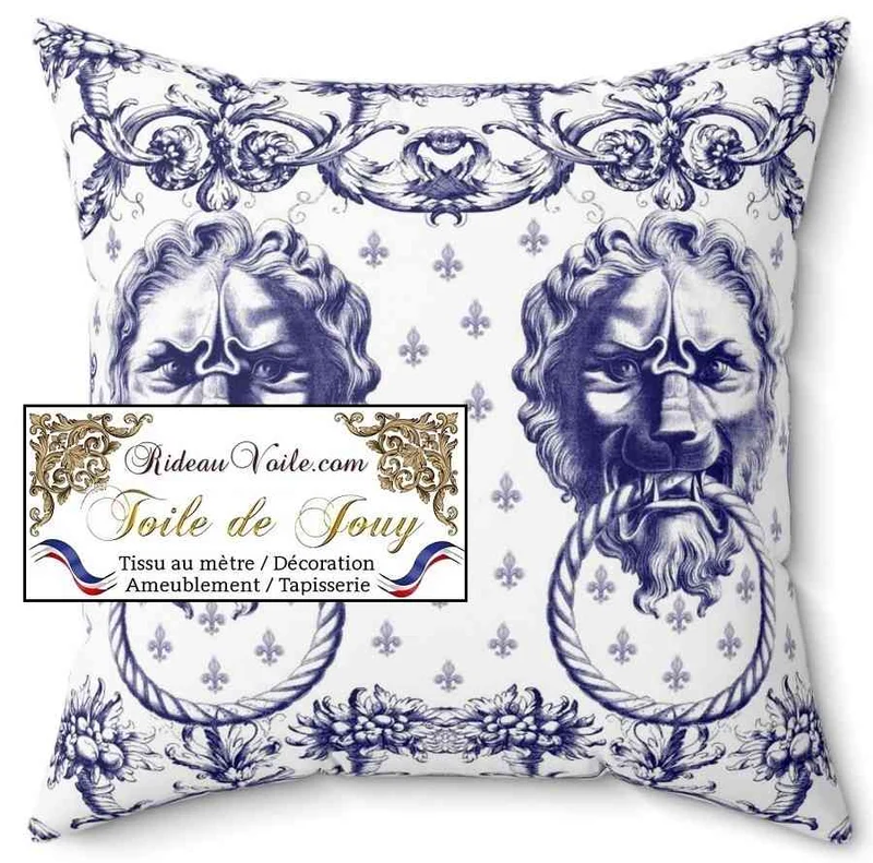 Jacquard tissu toile de Jouy motifs traditionnels modernes bleu mètre rideau