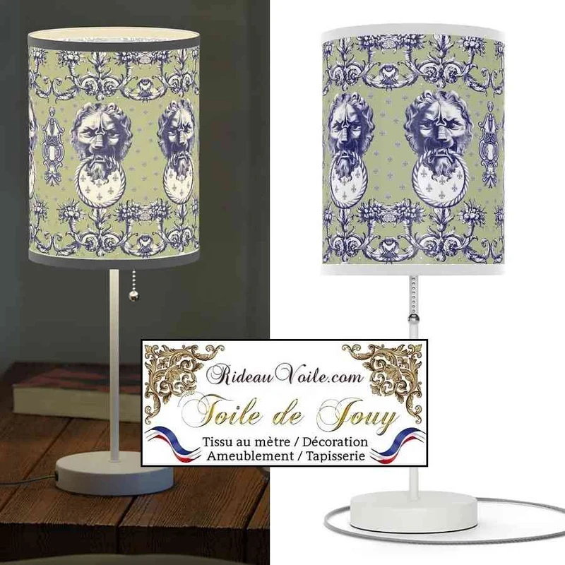 Textile éditeur créateur décoratrice d'intérieur Toile de Jouy vert mètre rideau