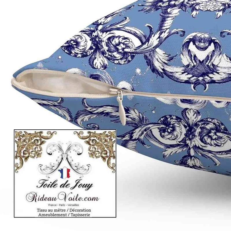 Boutique luxe Paris Tissu ameublement intérieur Toile de Jouy mètre rideau Lys Lion