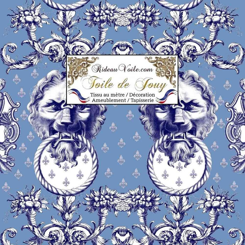 Boutique luxe Paris Tissu ameublement intérieur Toile de Jouy mètre rideau Lys Lion