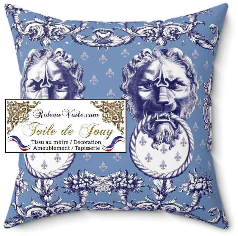Boutique luxe Paris Tissu ameublement intérieur Toile de Jouy mètre rideau Lys Lion