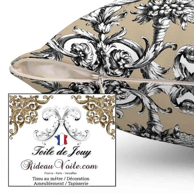 Tissu ameublement mètre Baroque rétro imprimé Toile de Jouy Lys & Lion