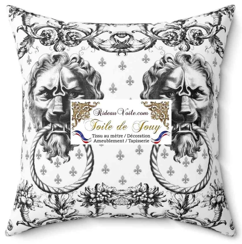 Tissu imprimé Baroque antique Toile de Jouy Lys & Lion ameublement mètre