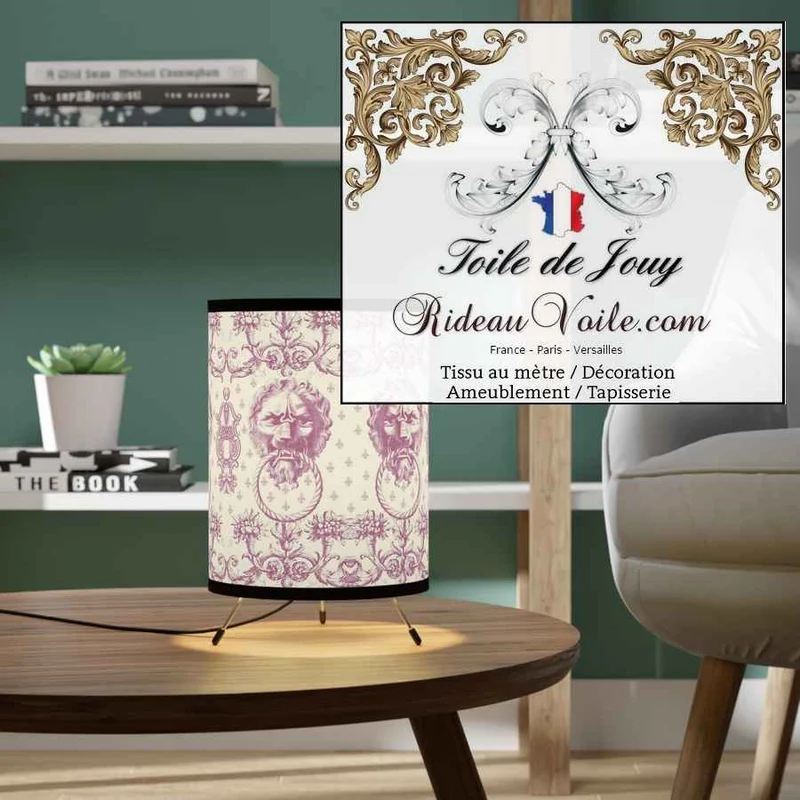 Toile de Jouy Lys Lion rose ameublement Architecte intérieur imprimé mètre rideau