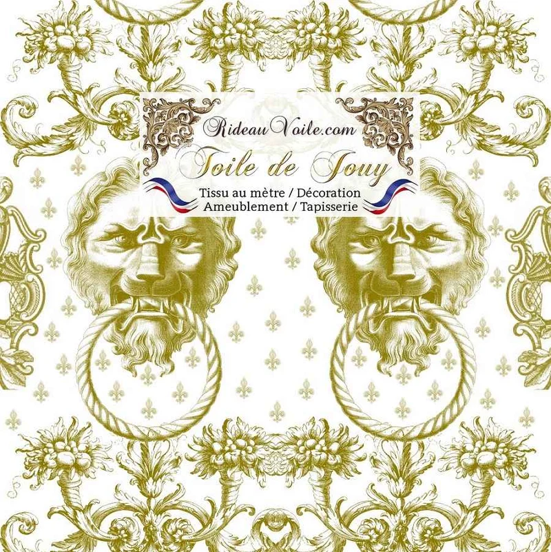 Toile de Jouy voilage vert tissu ignifuge architecte hôtel restaurant mètre rideau