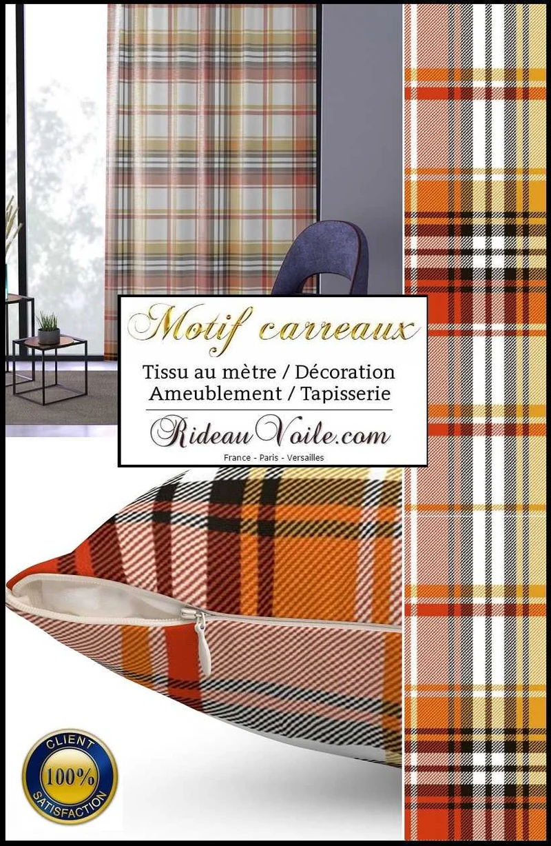 Architecte d'intérieur Chalet tartan Laine carreaux écossais orange brun marron