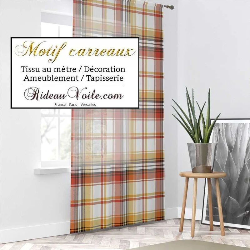 Architecte d'intérieur Chalet tartan Laine carreaux écossais orange brun marron
