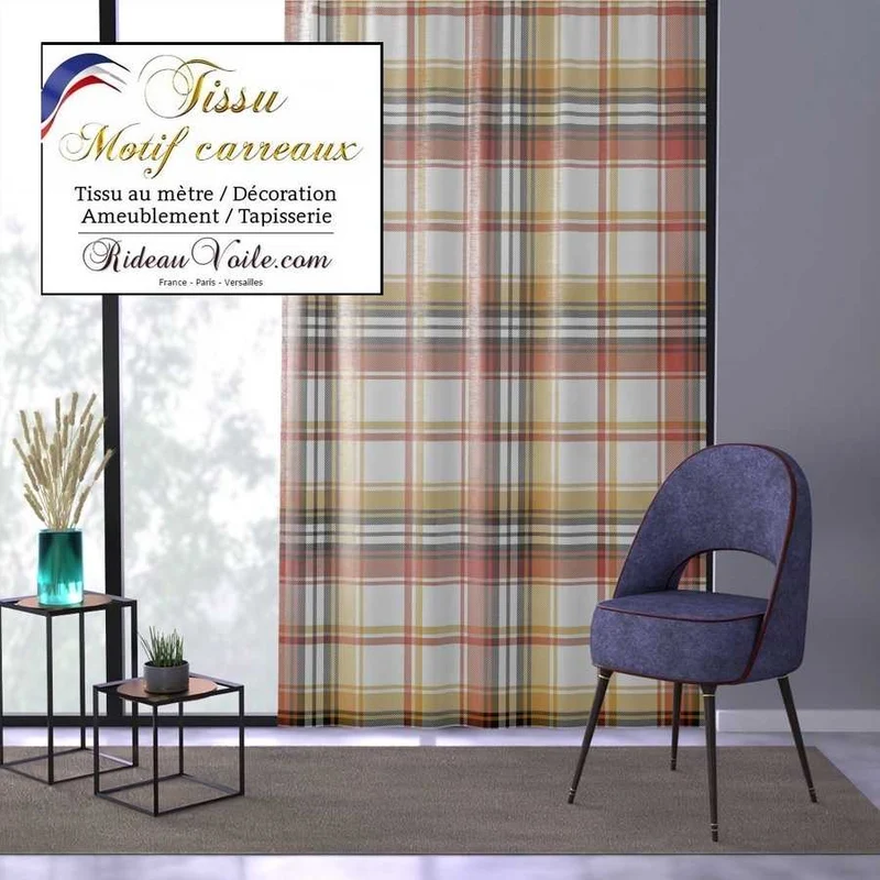 Architecte d'intérieur Chalet tartan Laine carreaux écossais orange brun marron