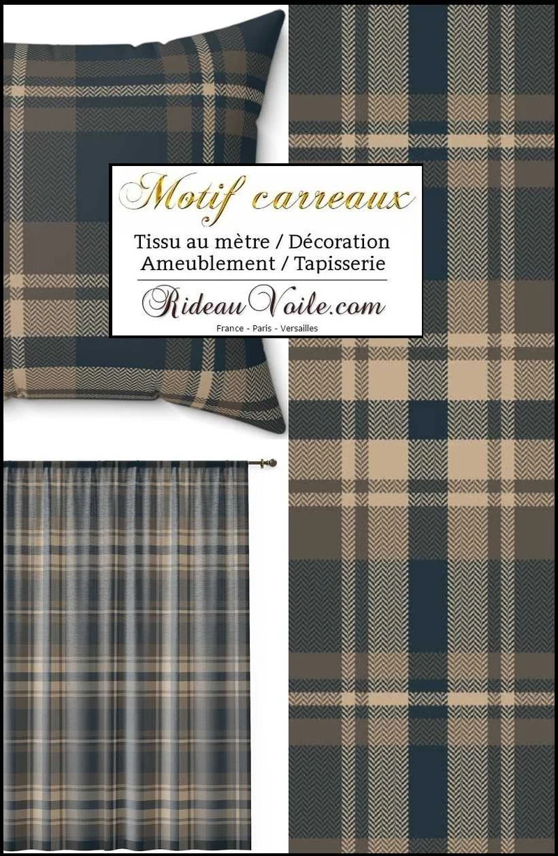 Lainage ameublement architecte d'intérieur tartan carreaux écossais vert kaki