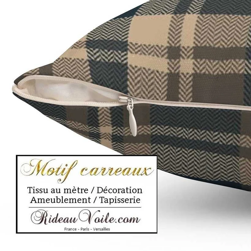 Lainage ameublement architecte d'intérieur tartan carreaux écossais vert kaki