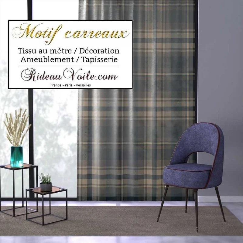 Lainage ameublement architecte d'intérieur tartan carreaux écossais vert kaki
