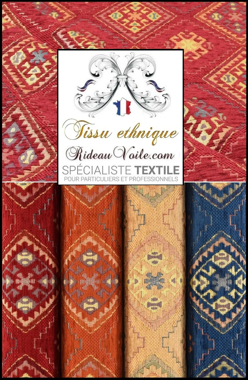 Tissu ameublement rembourrage kilim oriental rouge mètre rideau canapé