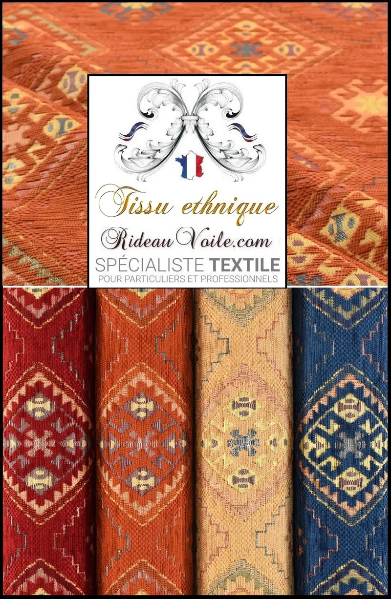 Tissu géométrique ethnique velours chenille kilim turc mètre rideau canapé