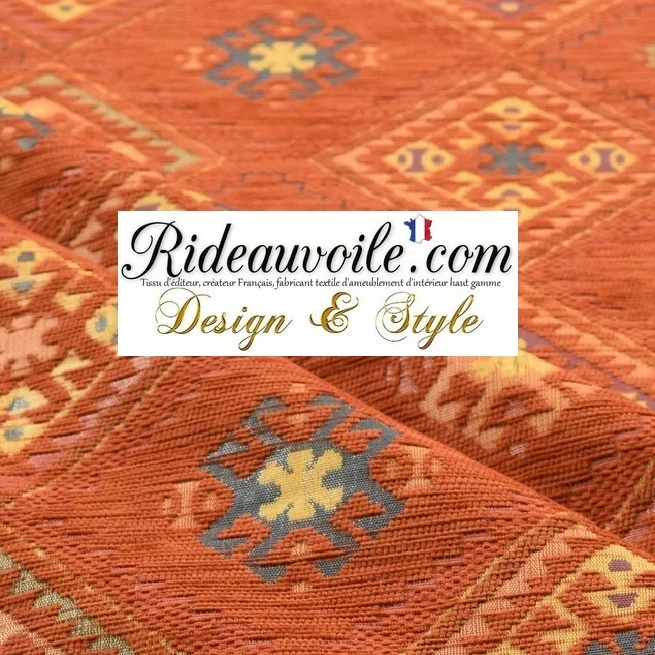 Tissu géométrique ethnique velours chenille kilim turc mètre rideau canapé