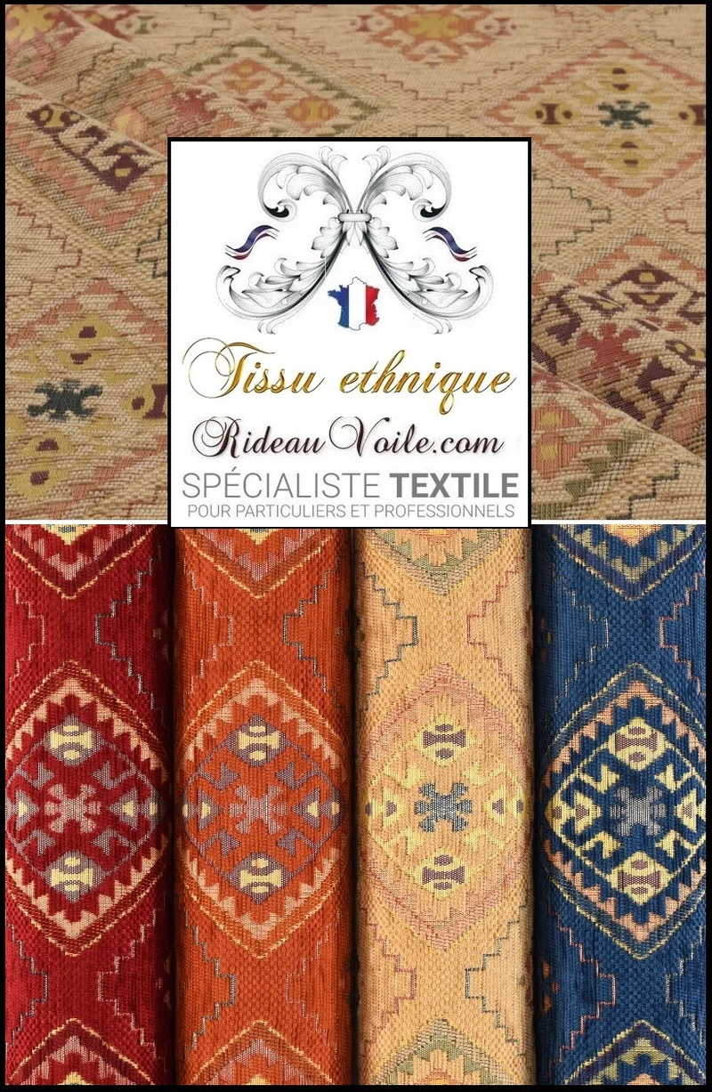Tissu ameublement tapisserie Kilim mexicain Boho Boho au mètre beige
