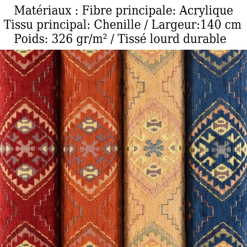 Tissu ameublement tapisserie Kilim mexicain Boho Boho au mètre beige