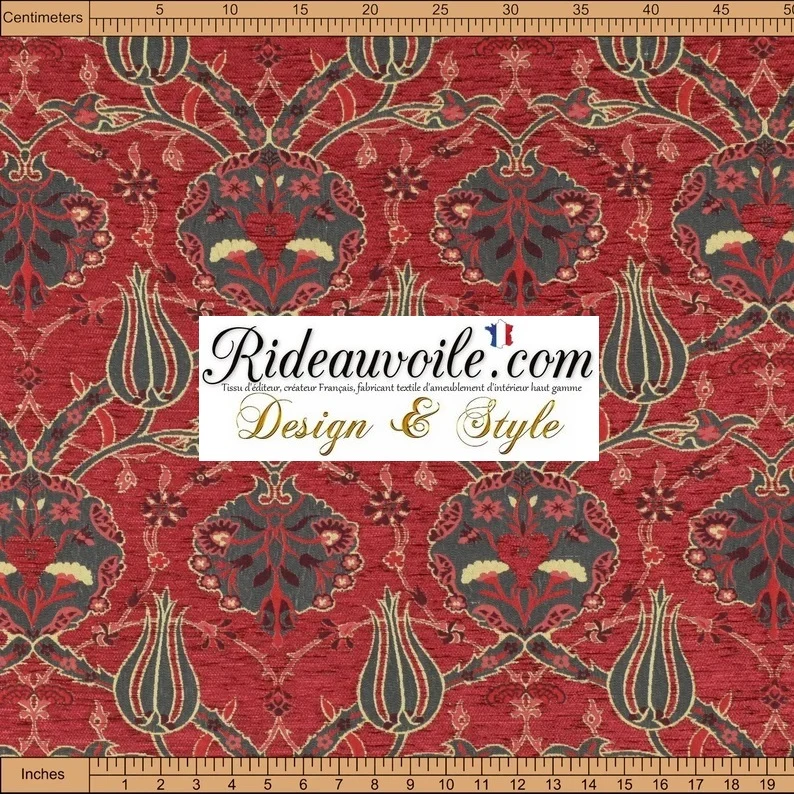 Tissu ameublement Kilim Boho Boho Turc Aztec Ottoman rouge mètre