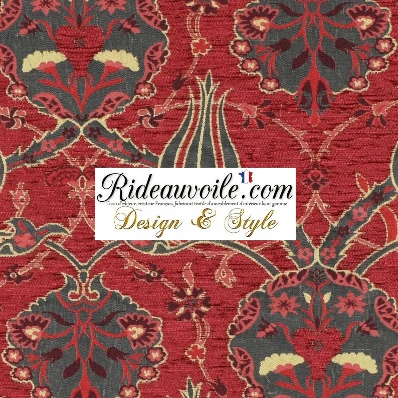 Tissu ameublement Kilim Boho Boho Turc Aztec Ottoman rouge mètre