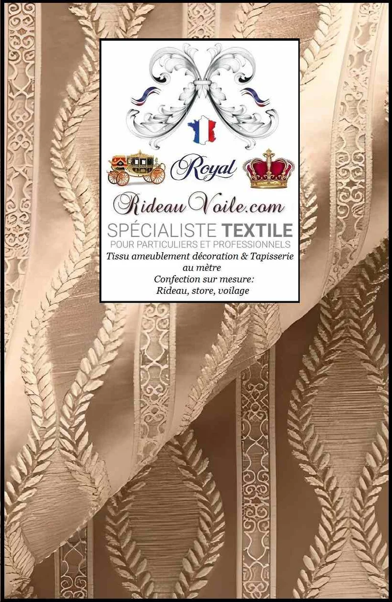 Tissu Jacquard ameublement Baroque Damassé mètre beige rideau canapé