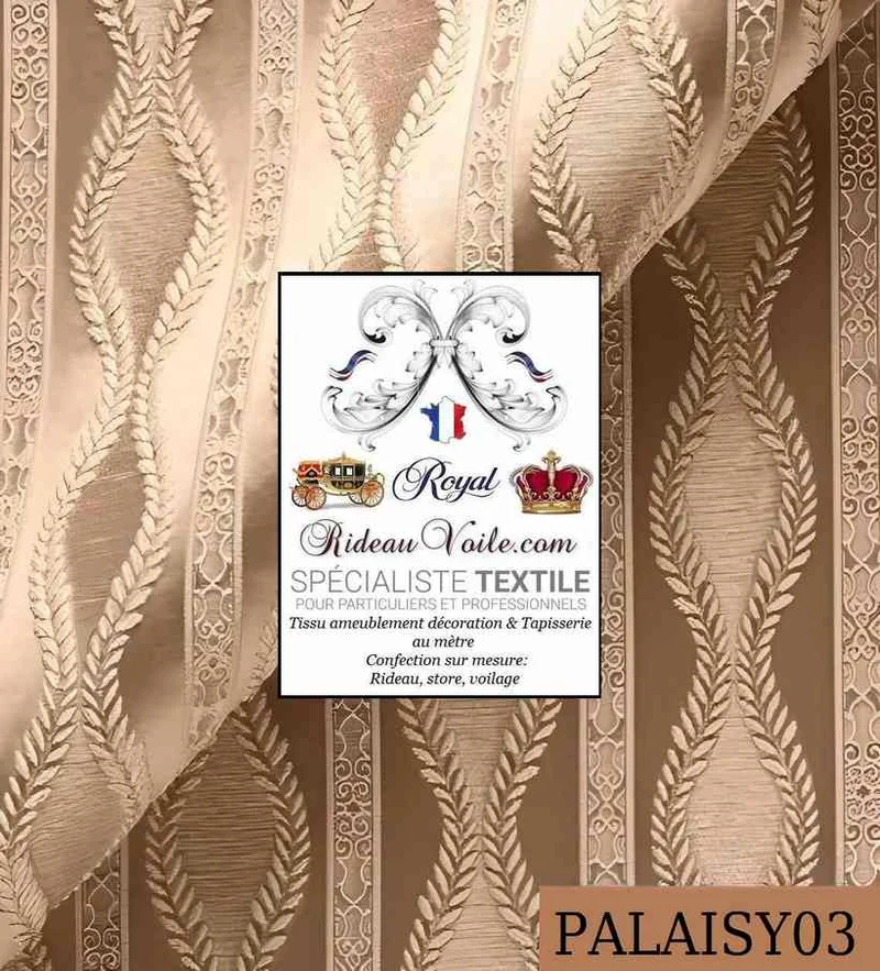 Tissu Jacquard ameublement Baroque Damassé mètre beige rideau canapé
