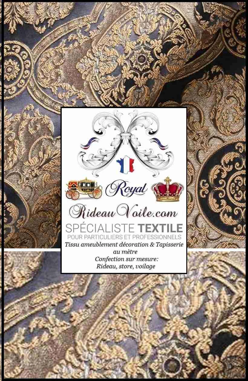 Tissu ameublement mètre Jacquard Baroque Damassé noir rideau tapisserie murale