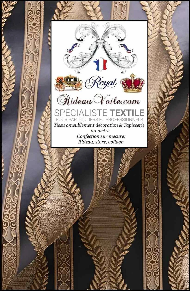 Tissu Jacquard ameublement Baroque Damassé mètre noir rideau canapé