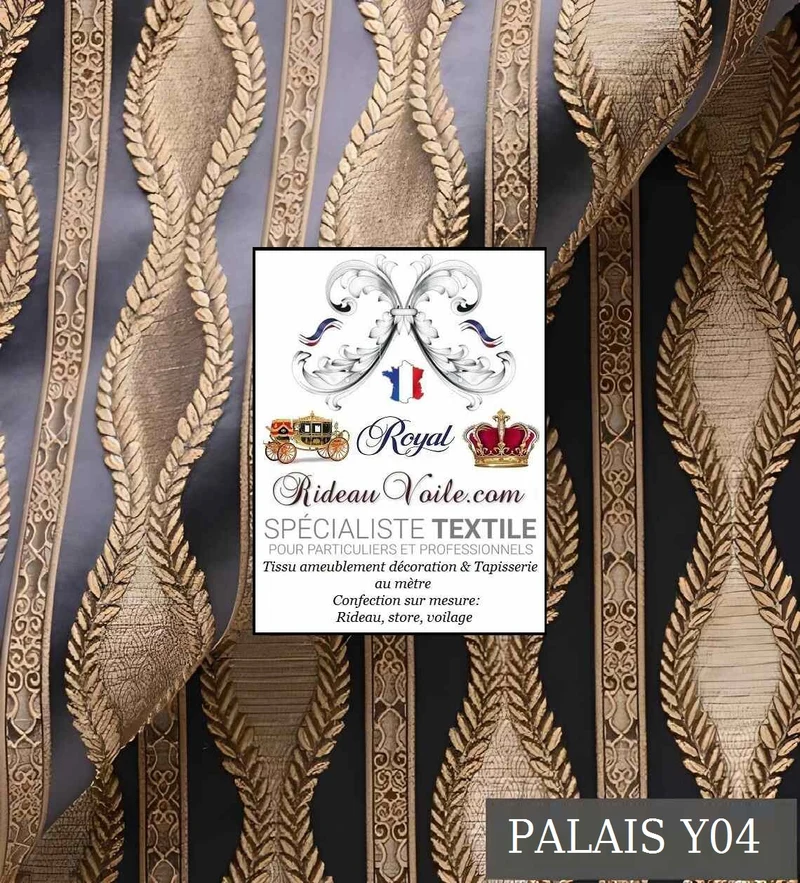 Tissu Jacquard ameublement Baroque Damassé mètre noir rideau canapé