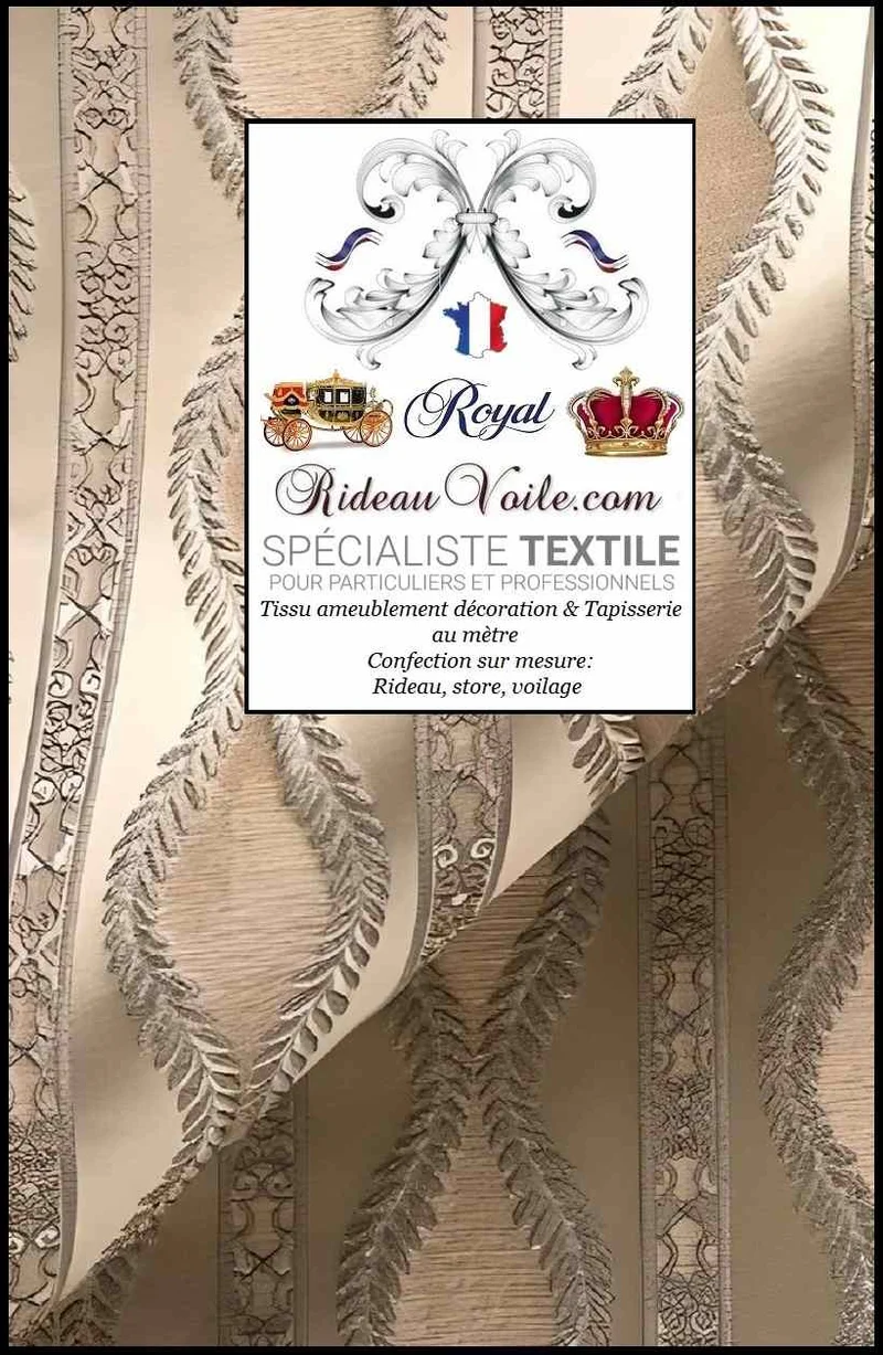 Tissu Jacquard ameublement Baroque Damassé mètre beige écru rideau canapé