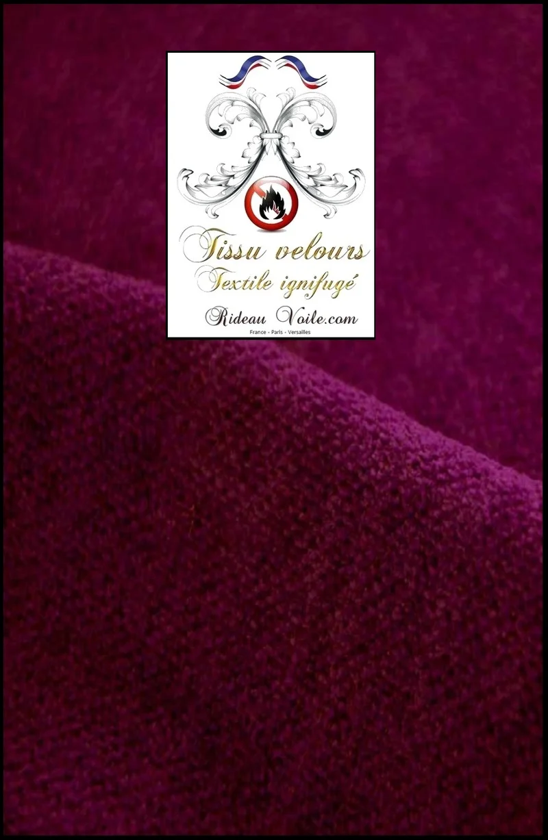 Tissu non feu ameublement velours violet pourpre mètre rideau architecte designer