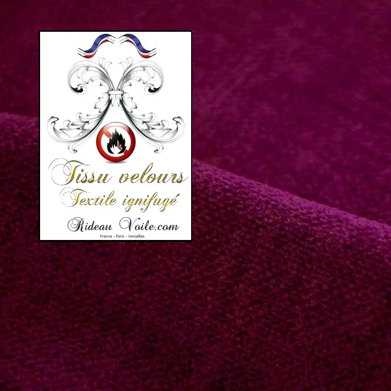 Tissu non feu ameublement velours violet pourpre mètre rideau architecte designer