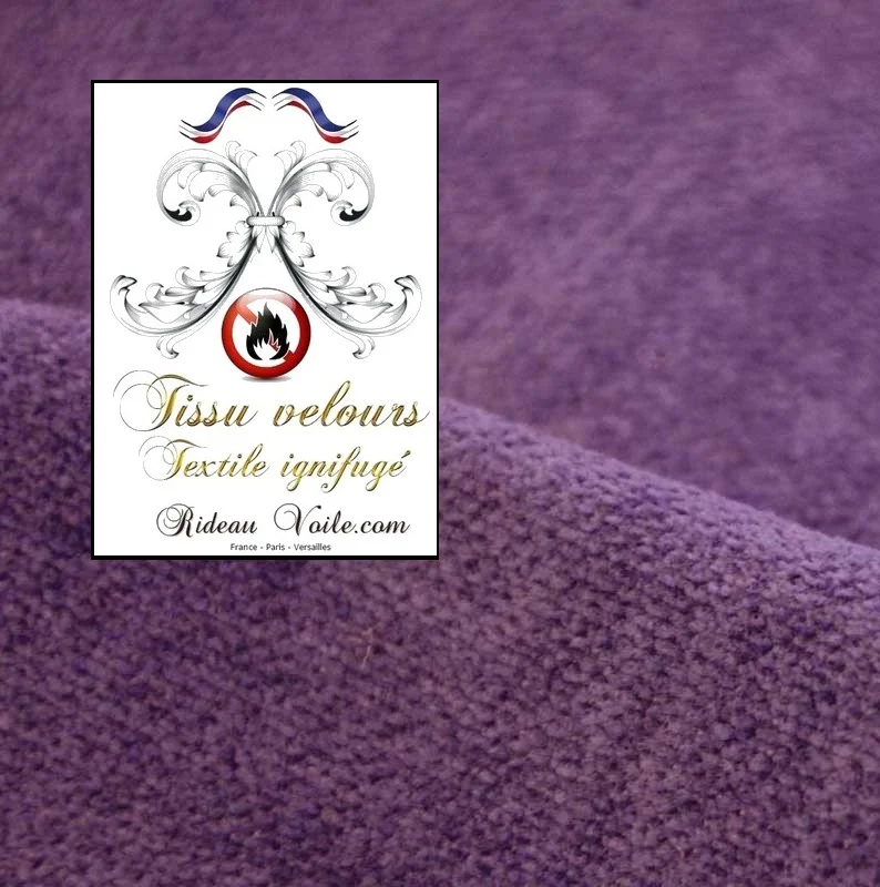 Tissu non feu ameublement velours lilas violet mètre Ignifugé rideau tapisserie siège