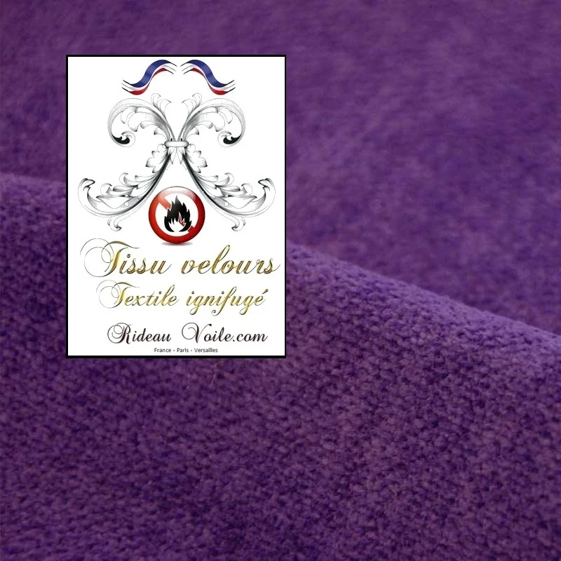 Tissu non feu ameublement velours violet au mètre Ignifugé rideau tapisserie siège