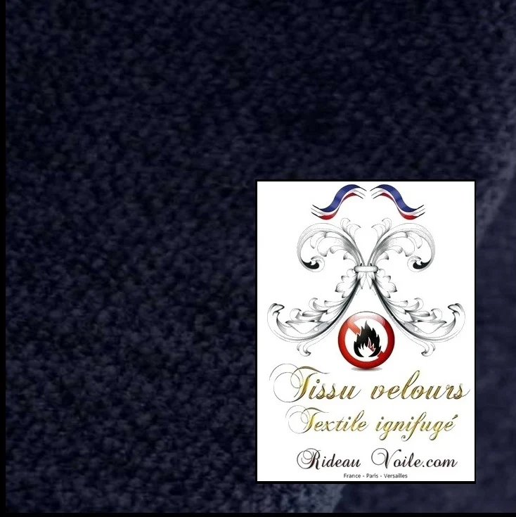 Tissus ameublement velours noir uni au mètre Ignifugé Velvet fabrics fireproof meter