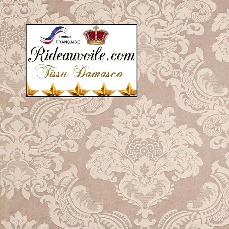 Jacquard Damas Baroque Tissu ameublement au mètre Damassé floral Damasco beige