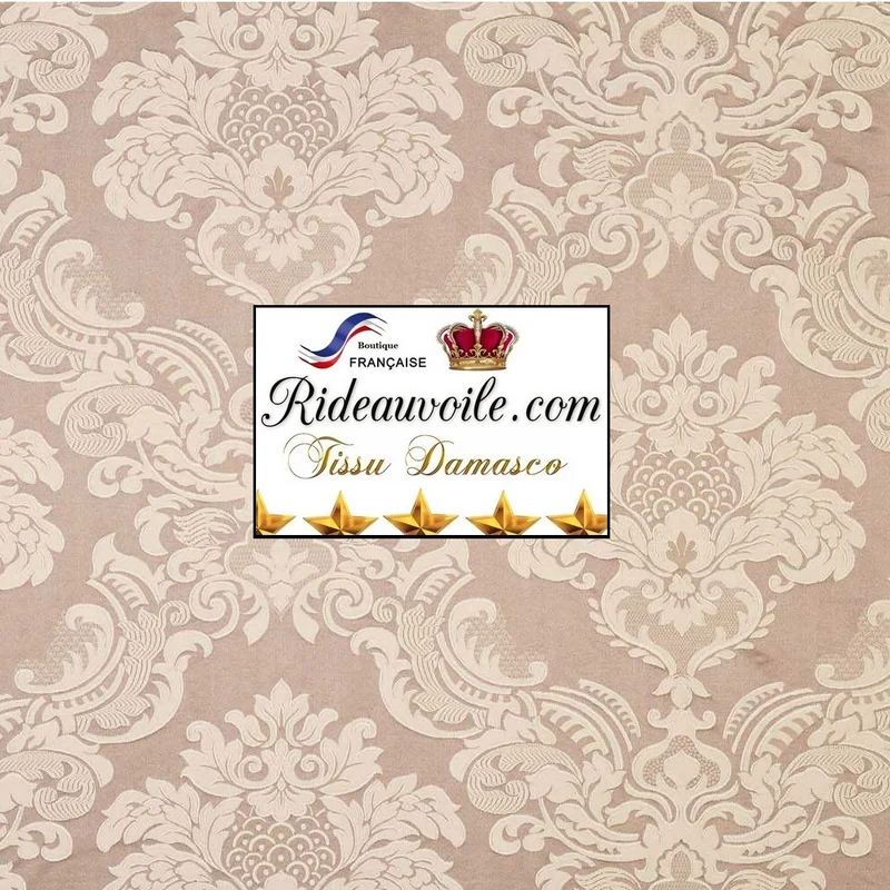 Jacquard Damas Baroque Tissu ameublement au mètre Damassé floral Damasco beige