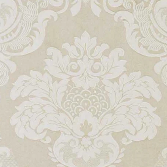Tissu ameublement Jacquard Damas Baroque au mètre Damassé floral Damasco écru