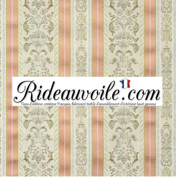 Tissu Directoire antique toile d'ameublement rayures lignes Rose mètre rideau
