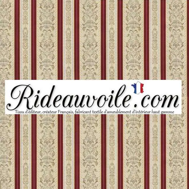 Tissu Design éditeur ameublement haut gamme Jacquard rayures satin Rouge