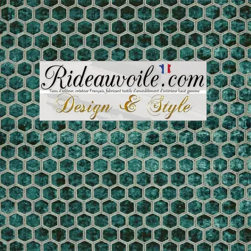 Jacquard ameublement velours vert jade brodé géométrique motif tissu mètre rideau