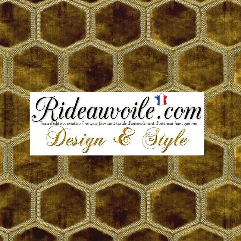 Jacquard ameublement velours Ocre jaune brodé géométrique motif au mètre rideau