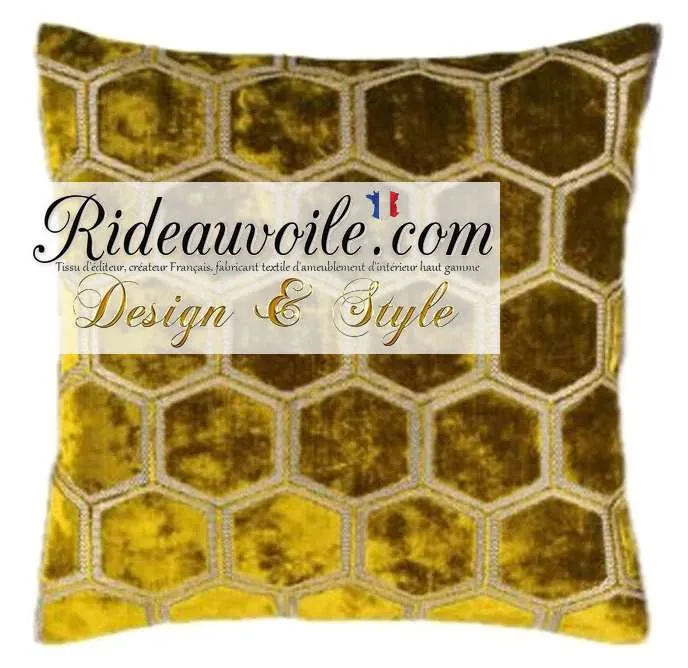 Jacquard ameublement velours Ocre jaune brodé géométrique motif au mètre rideau