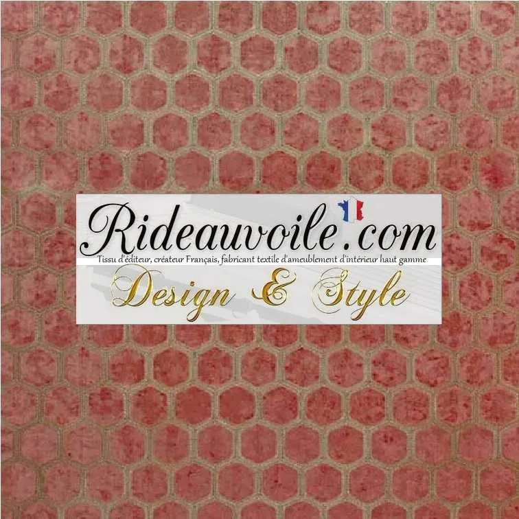 Tissu jacquard ameublement velours rose brodé géométrique motif au mètre rideau