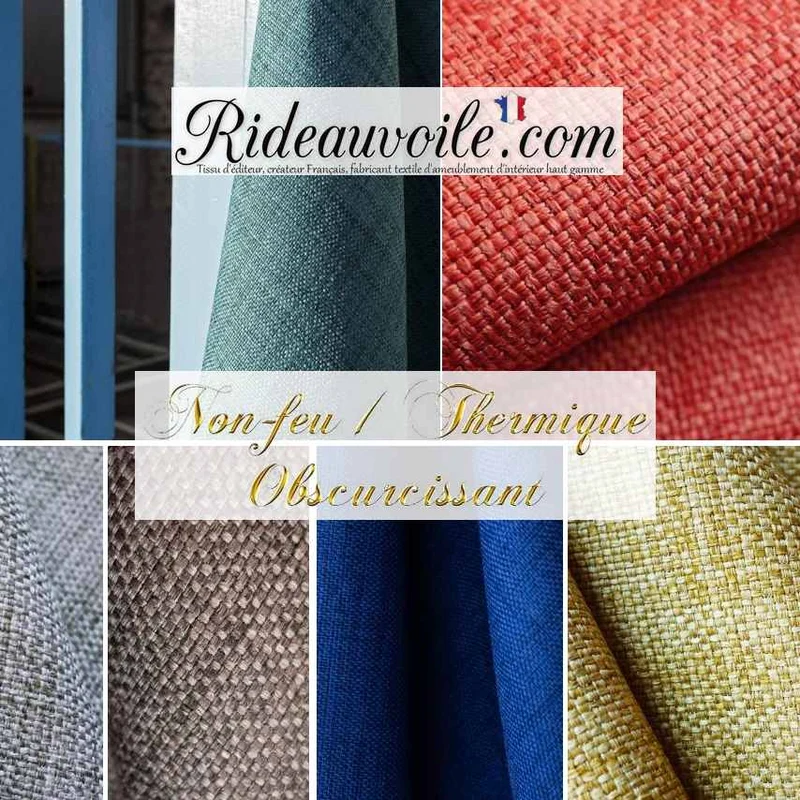 Jacquard effet Jute lin grande largeur occultant isolant thermique non-feu mètre