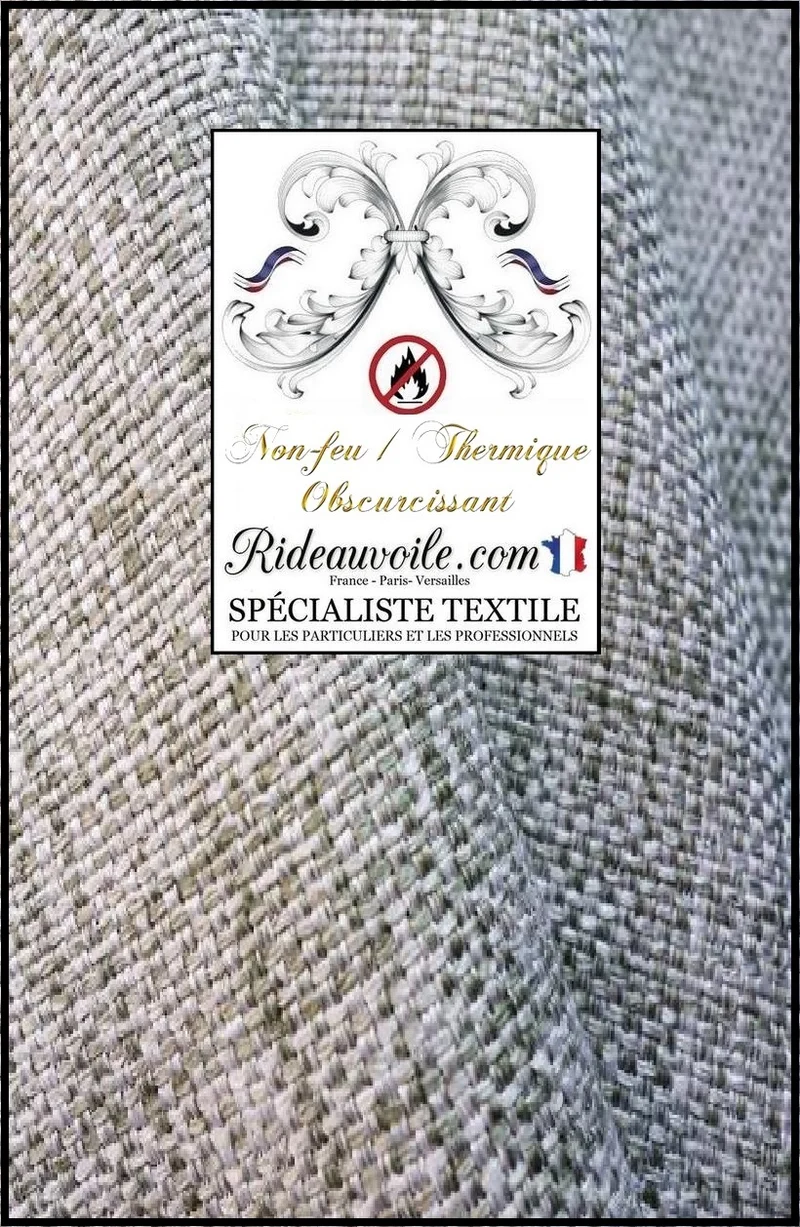 Jacquard Toile Jute lin grande largeur occultant isolant thermique non-feu mètre
