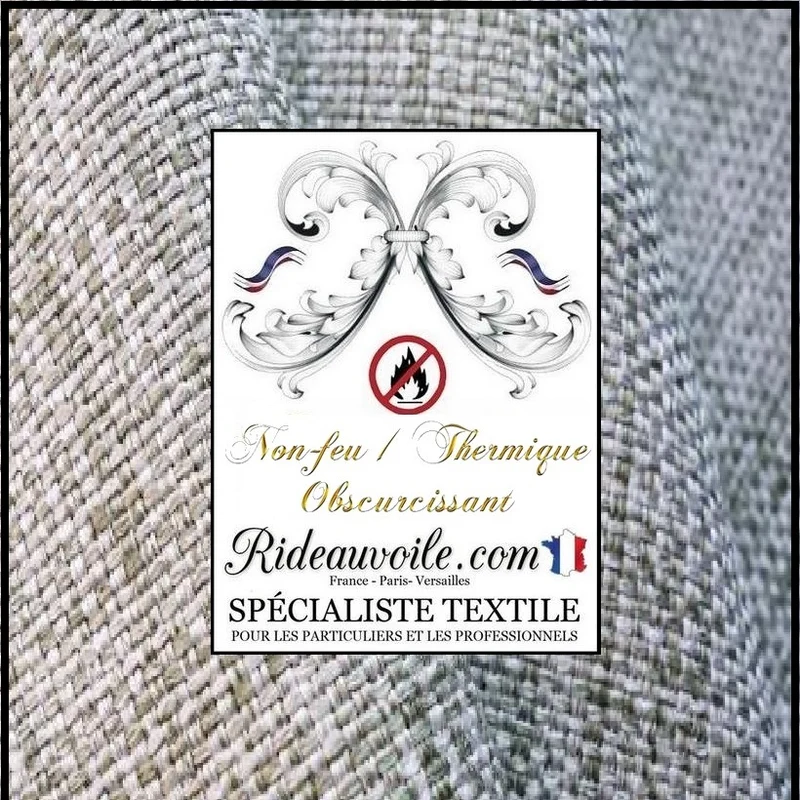 Jacquard Toile Jute lin grande largeur occultant isolant thermique non-feu mètre