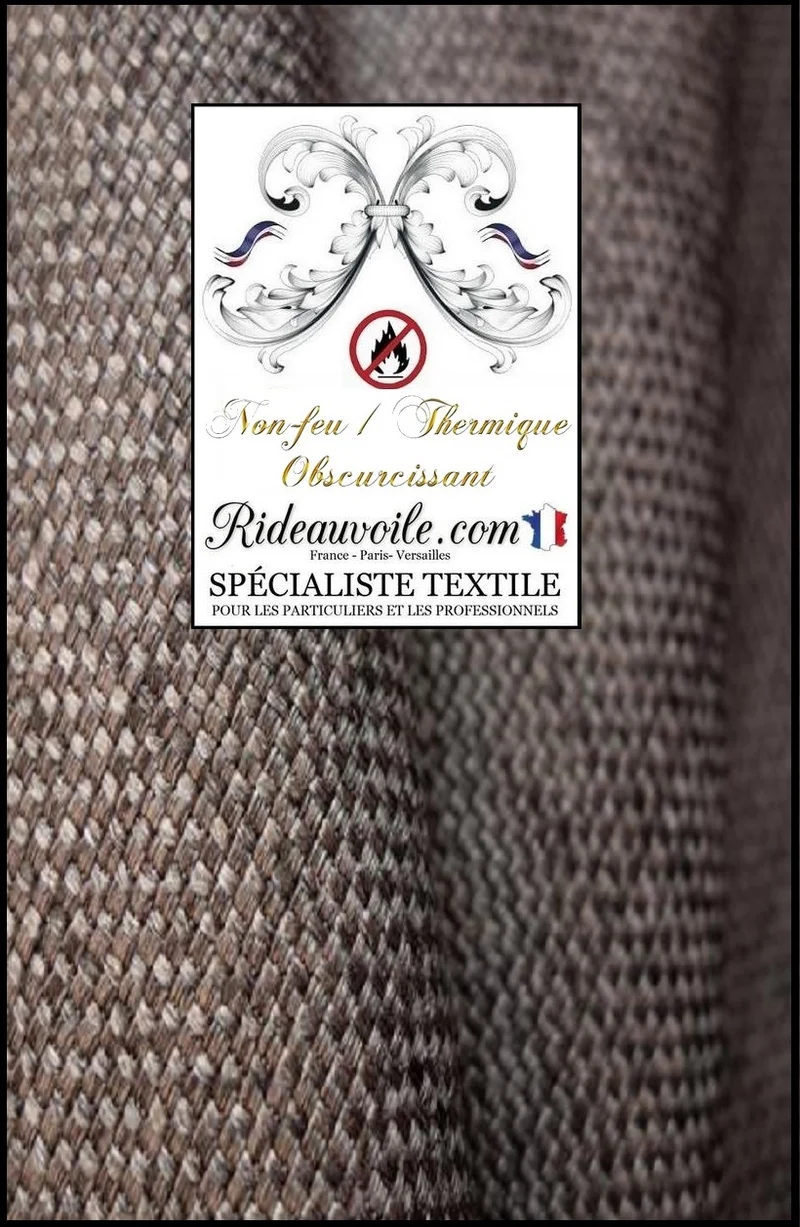 Toile Jute taupe marron grande largeur occultant isolant thermique M1 mètre rideau