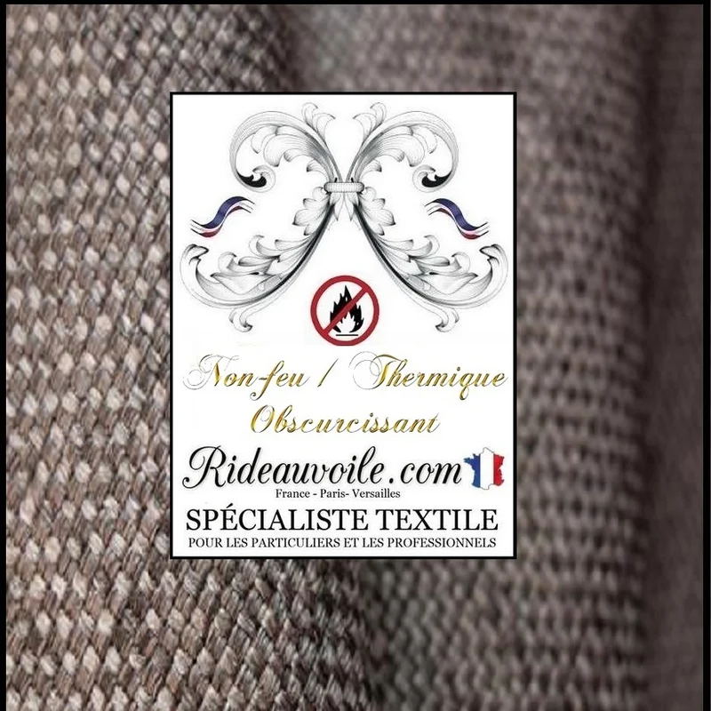 Toile Jute taupe marron grande largeur occultant isolant thermique M1 mètre rideau